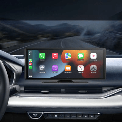 Ecran carplay WirelessCarplayScreen vue ecran sur tableau de bord vue route