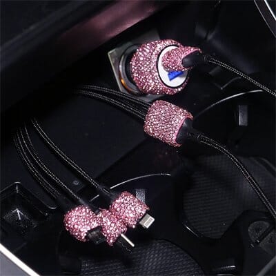 chargeur téléphone pour voiture cable rose