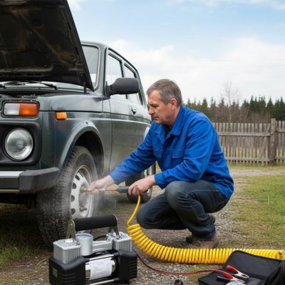 Mini compresseur homme en bleu