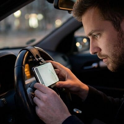 Support de téléphone homme regarde