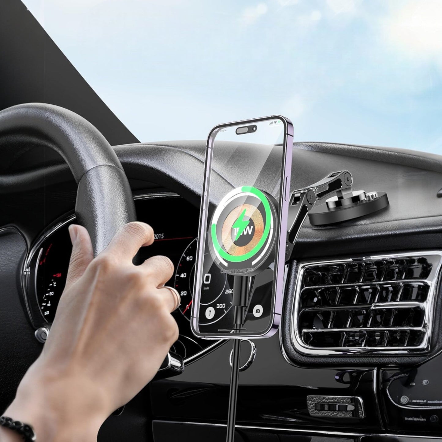Support Téléphone Magnétique Voiture - MagSafePhoneStand - Avec Chargeur - Concept Car Média
