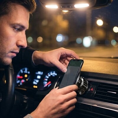 Support téléphone voiture nuit