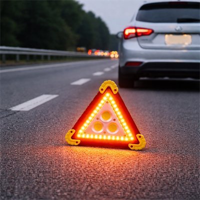 Triangle signalisation voiture blanche